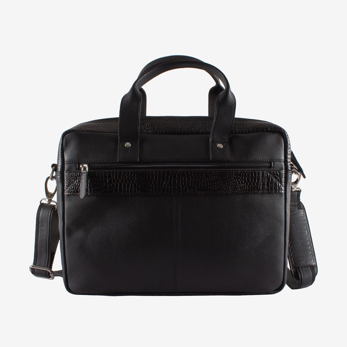 banker black leather laptop bag