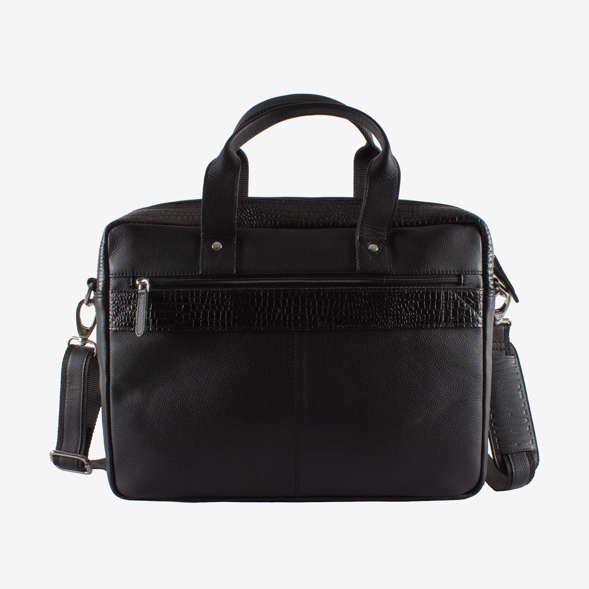 banker black leather laptop bag