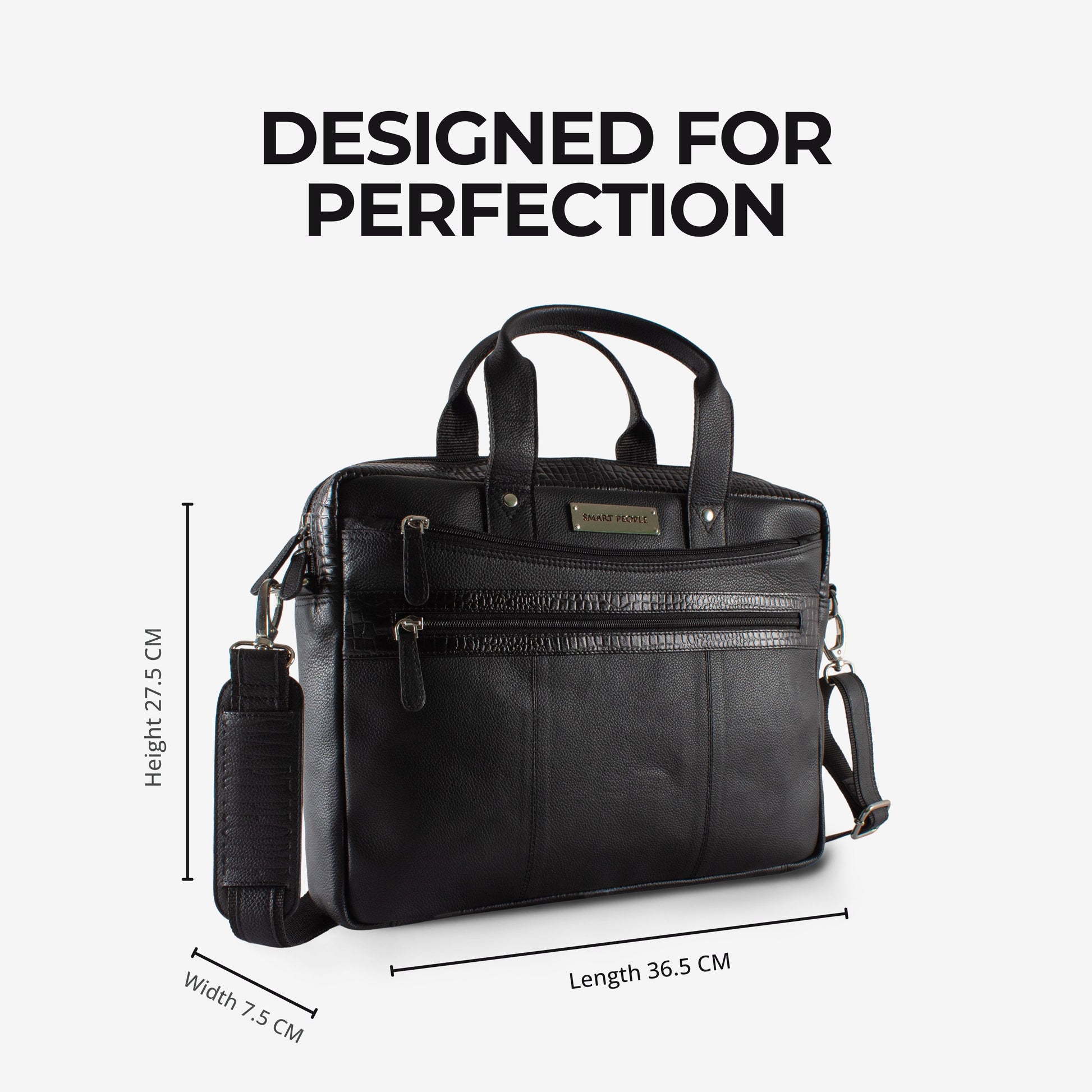 banker black leather laptop bag