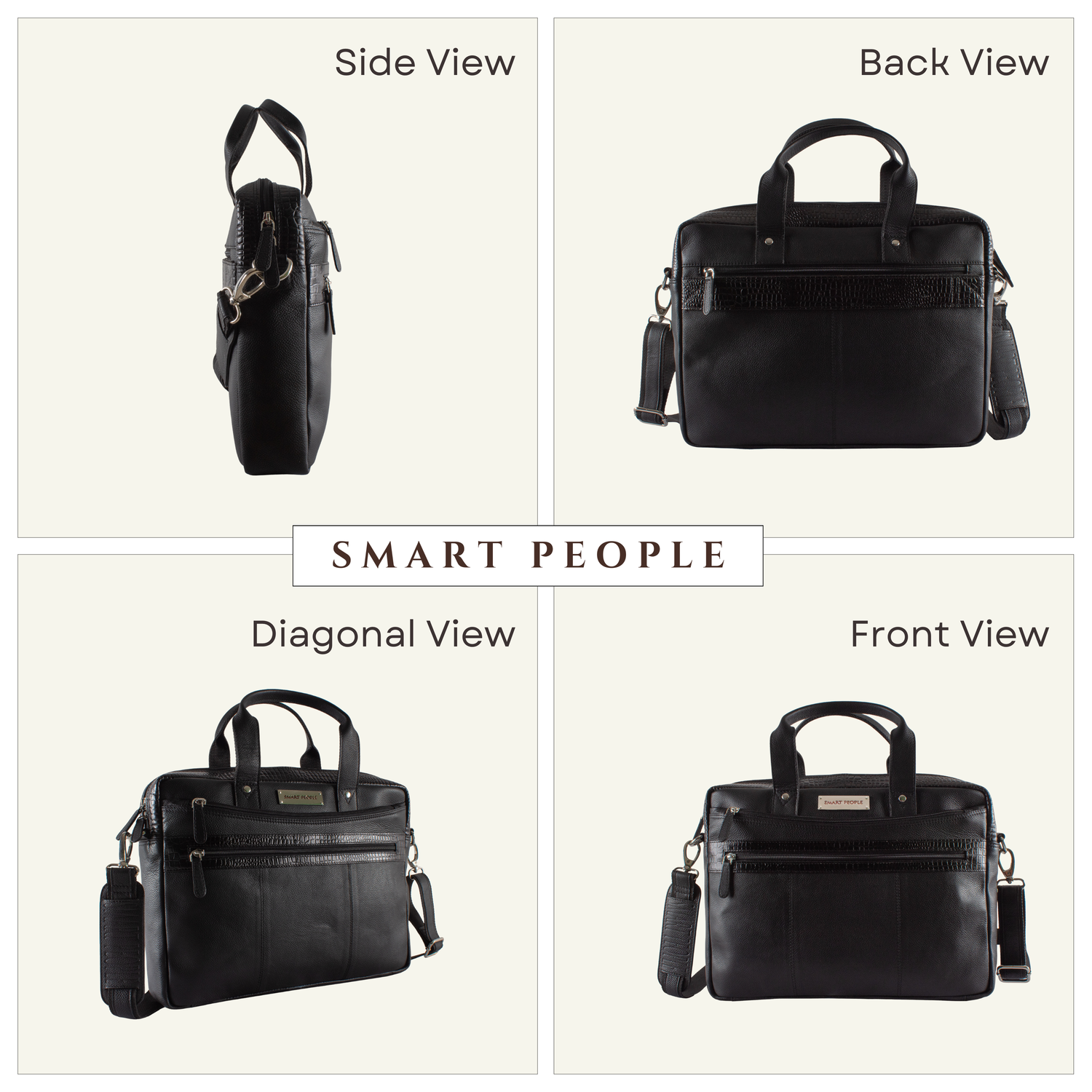 banker black leather laptop bag