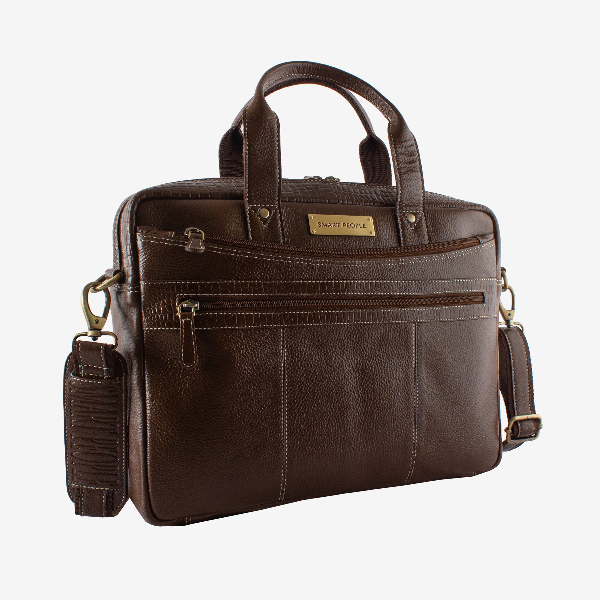 banker brushwood leather laptop bag