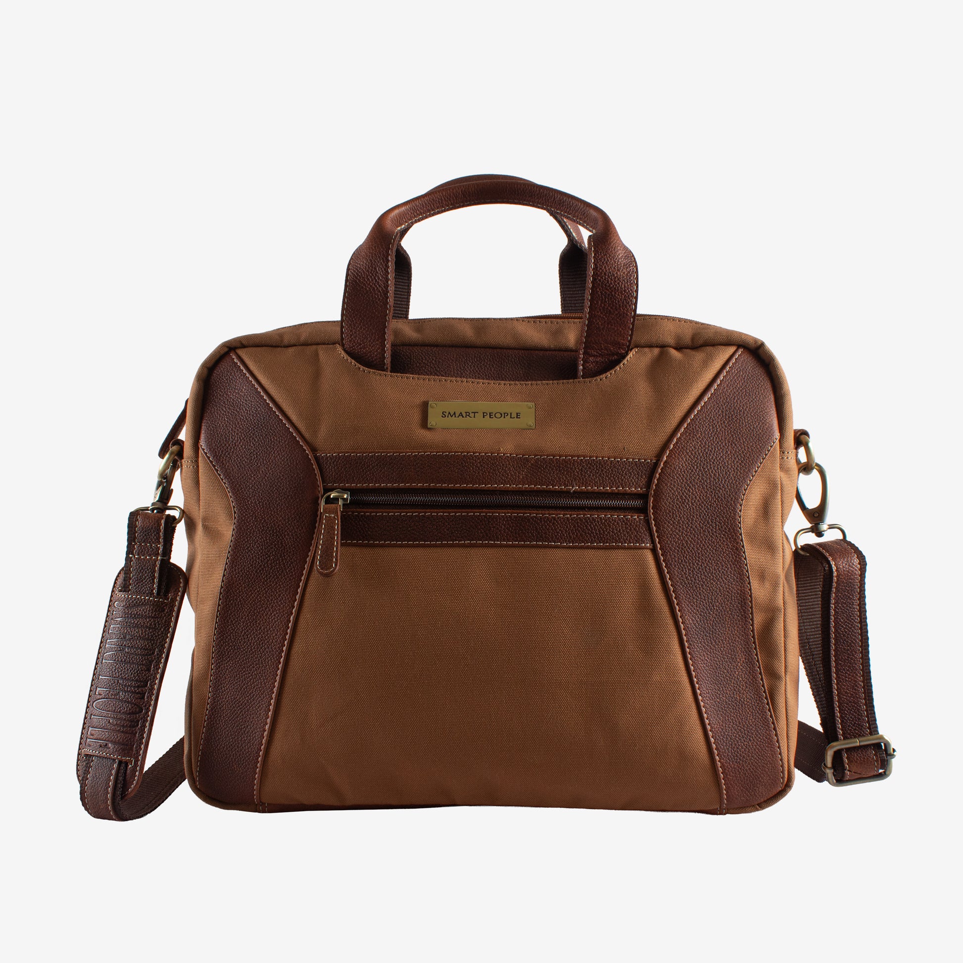 coder khaki canvas tan leather laptop bag