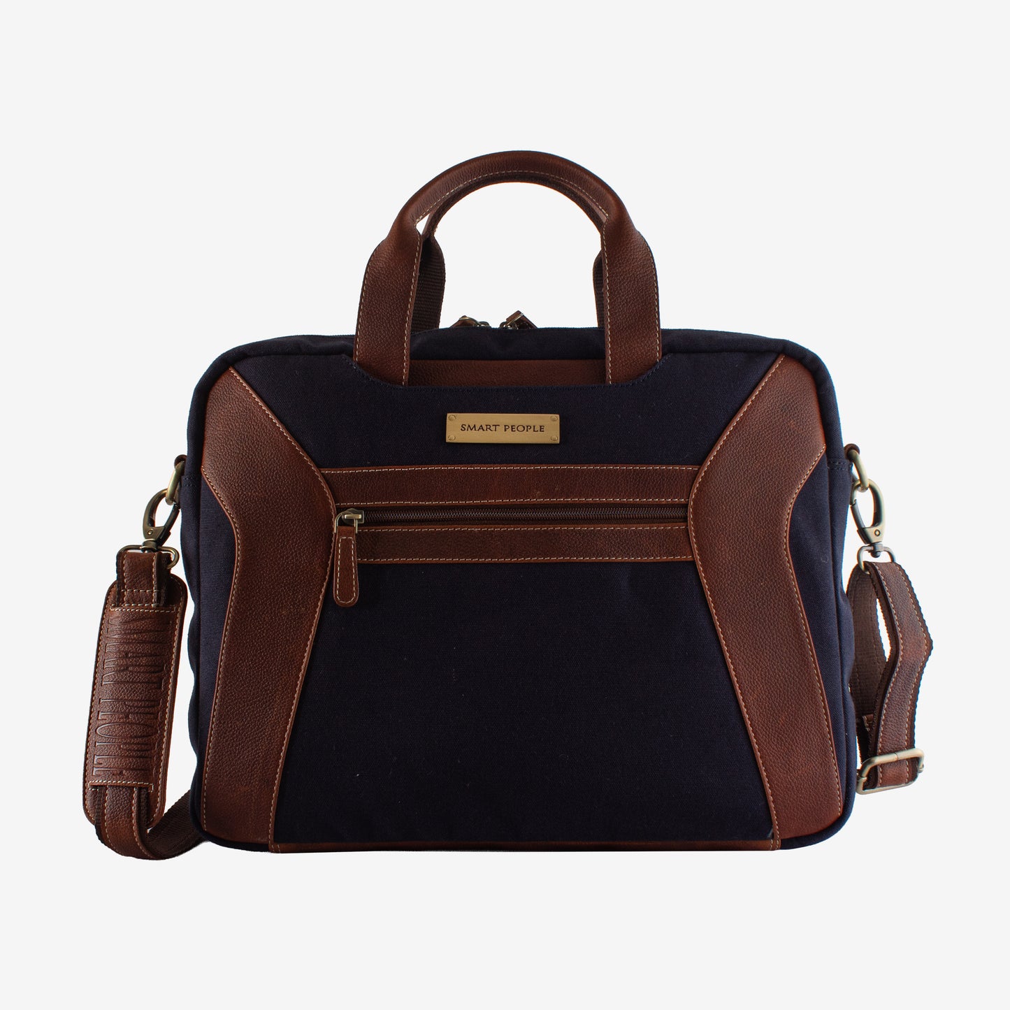 Black and brown bag with visible brand name on a white background