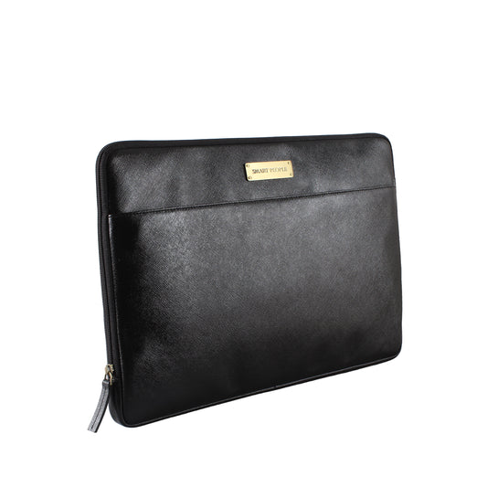 Enfold Genuine Leather Laptop Bag Sleeve - Black