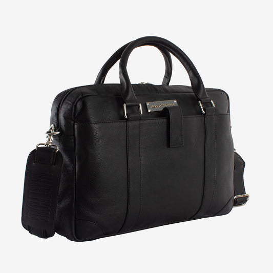 black genuine leather laptop bag for men