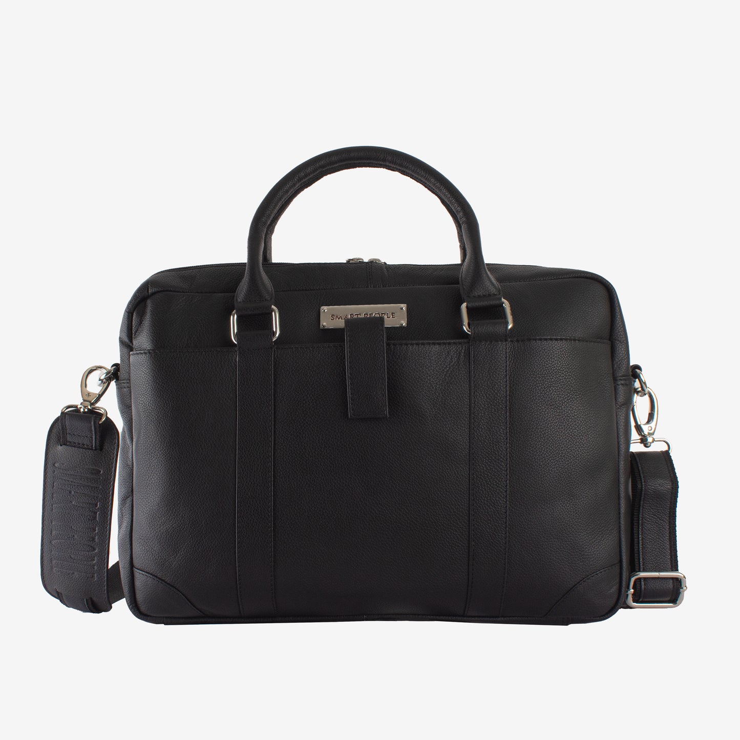 black genuine leather laptop bag for men