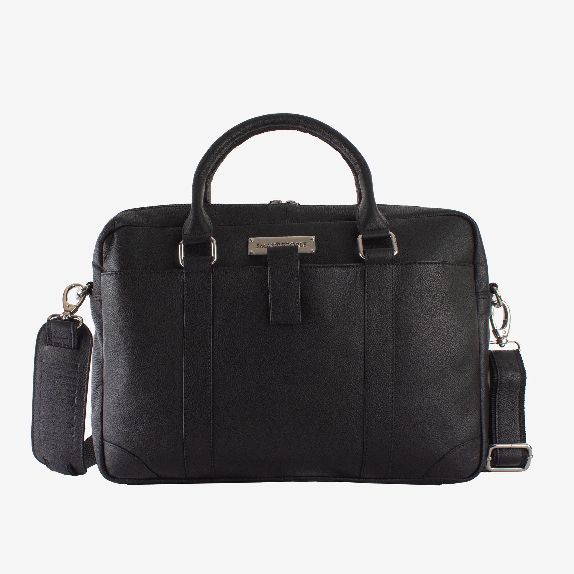 black genuine leather laptop bag for men
