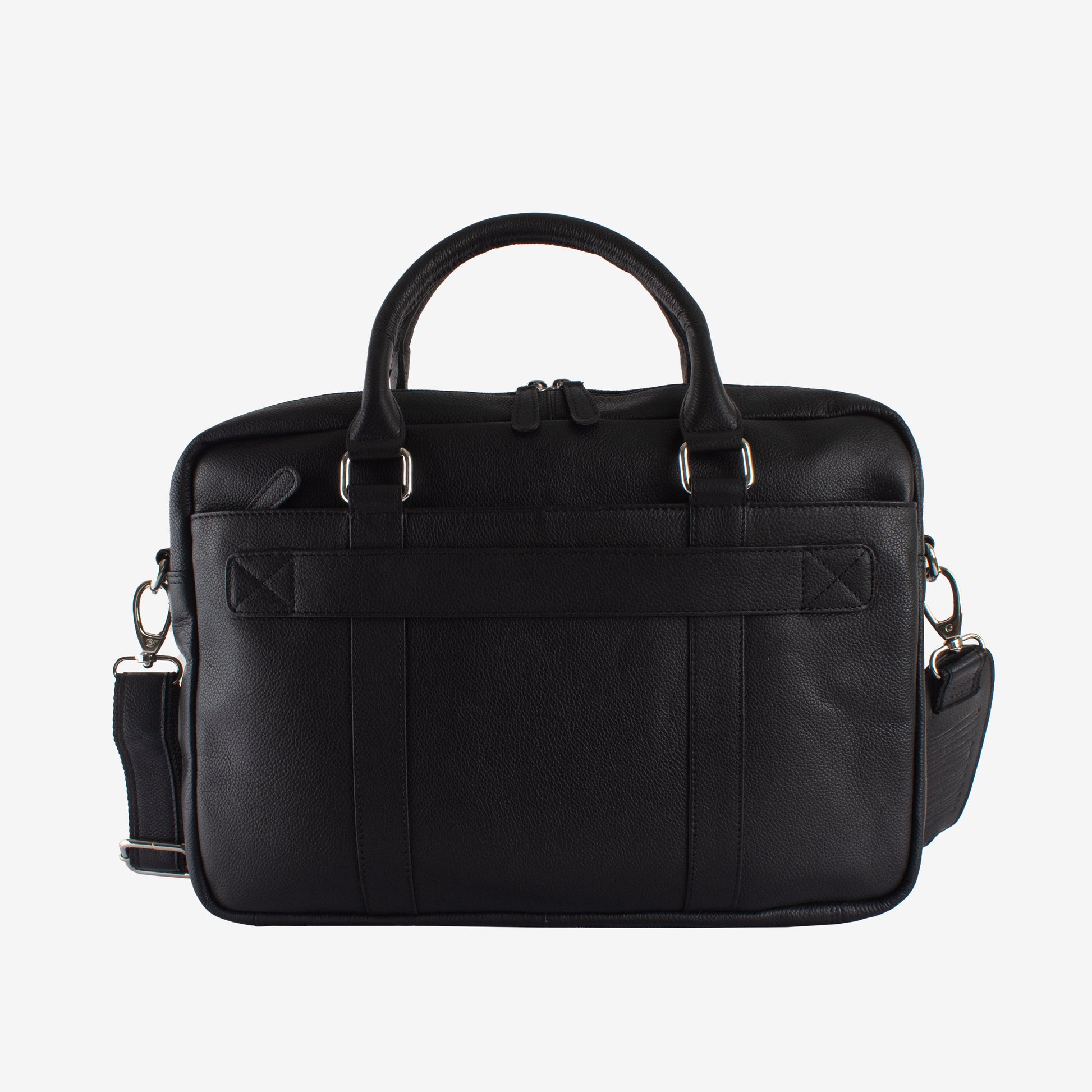 black genuine leather laptop bag for men