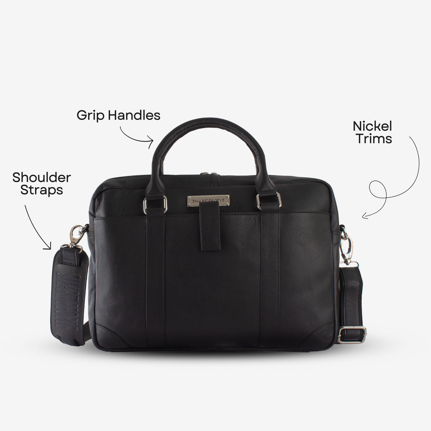 black genuine leather laptop bag for men