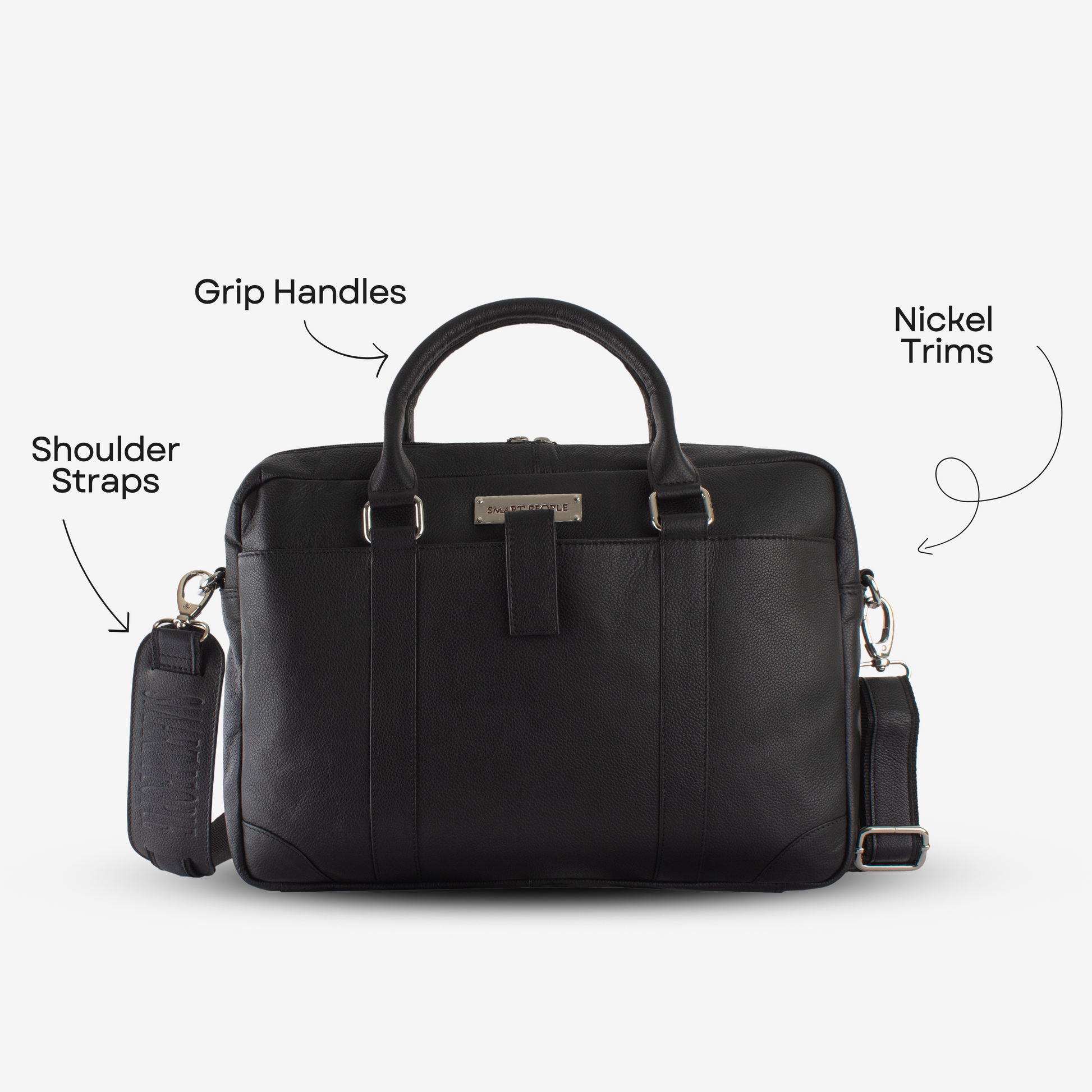 black genuine leather laptop bag for men