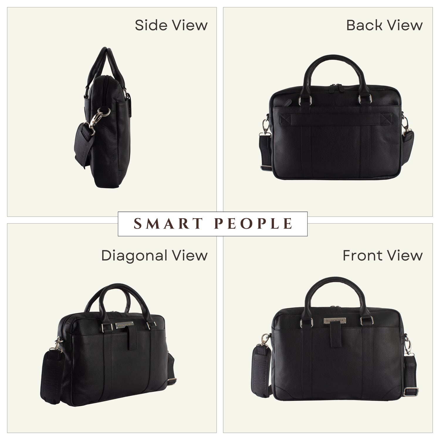 black genuine leather laptop bag for men