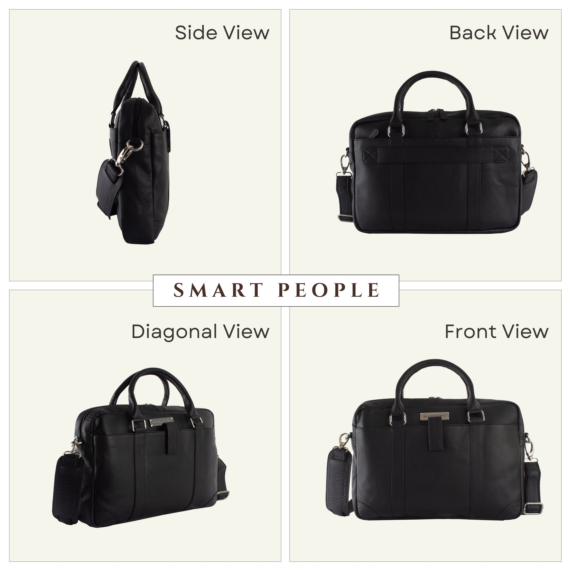 black genuine leather laptop bag for men