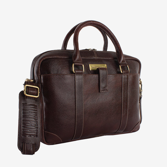 executive brown genuine leather laptop bag for men