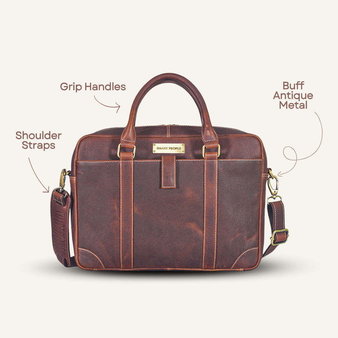 executive dark brown leather laptop bag