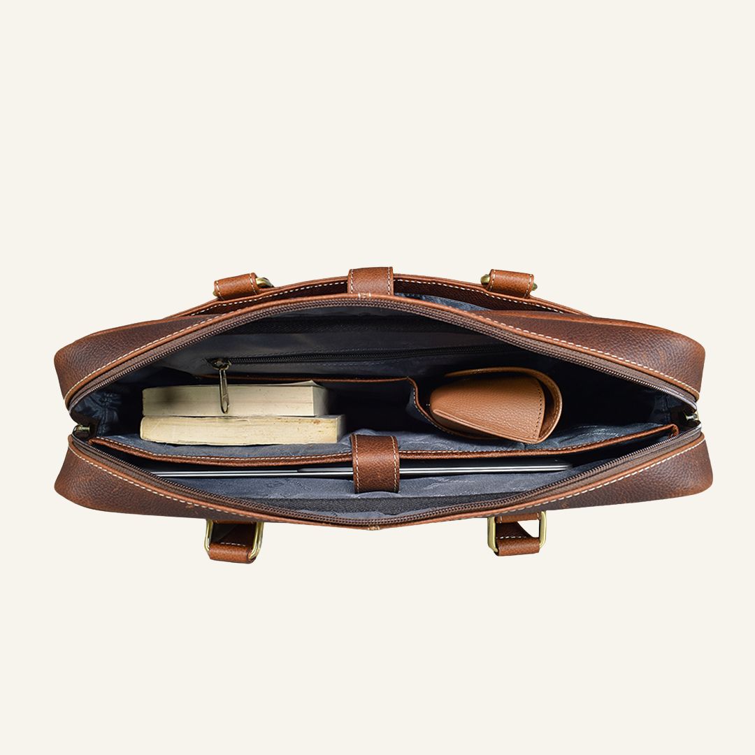 executive dark brown leather laptop bag