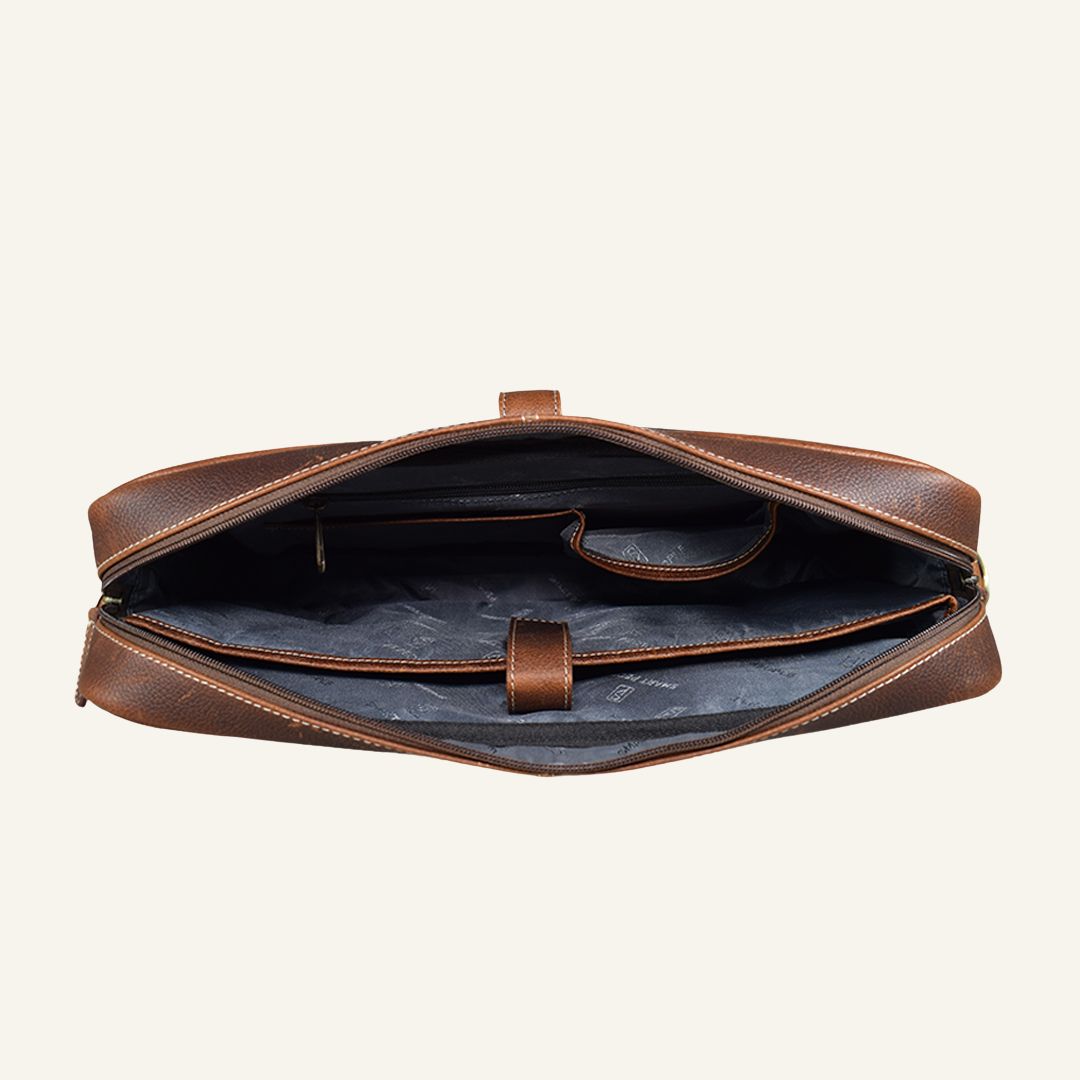 executive dark brown leather laptop bag