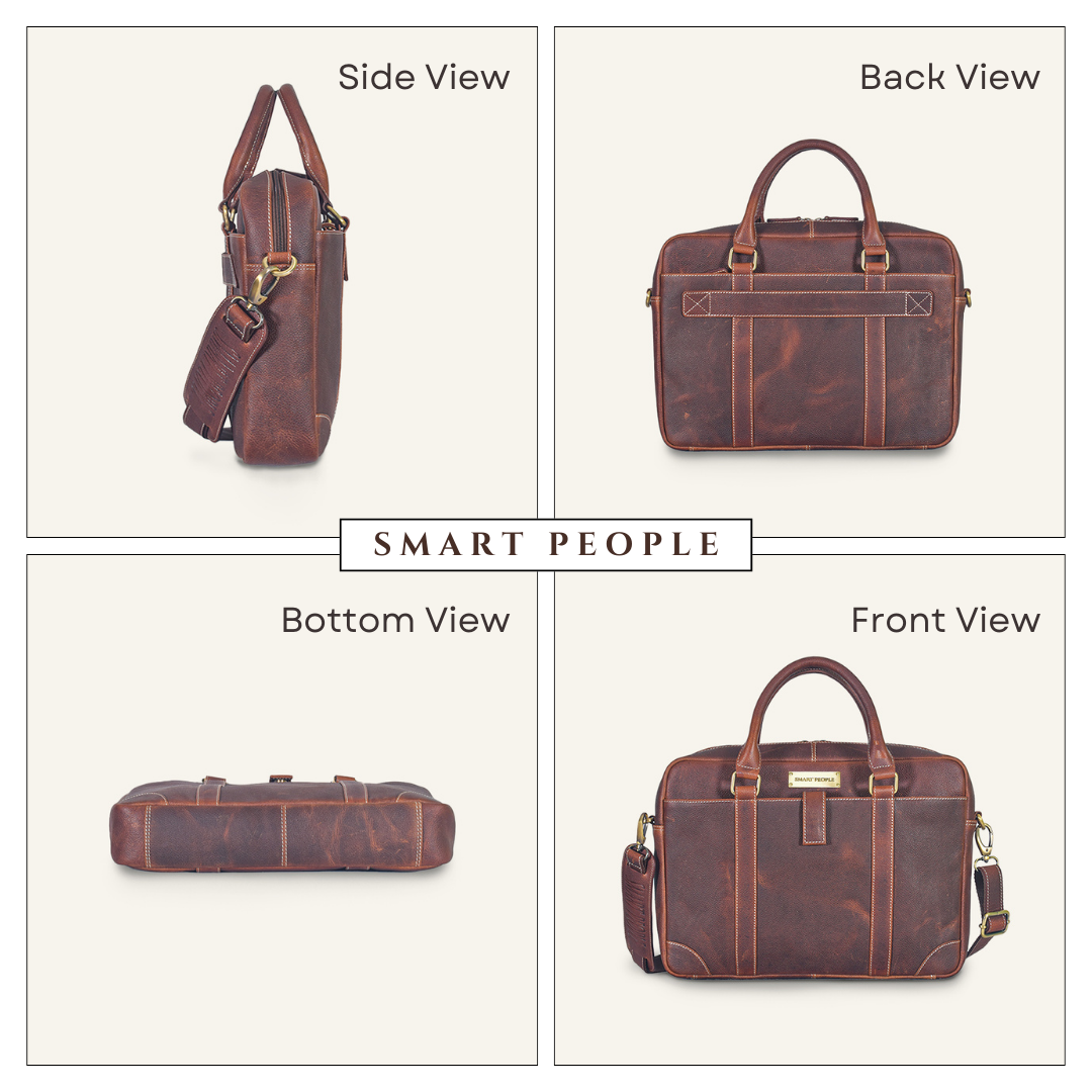 executive dark brown leather laptop bag