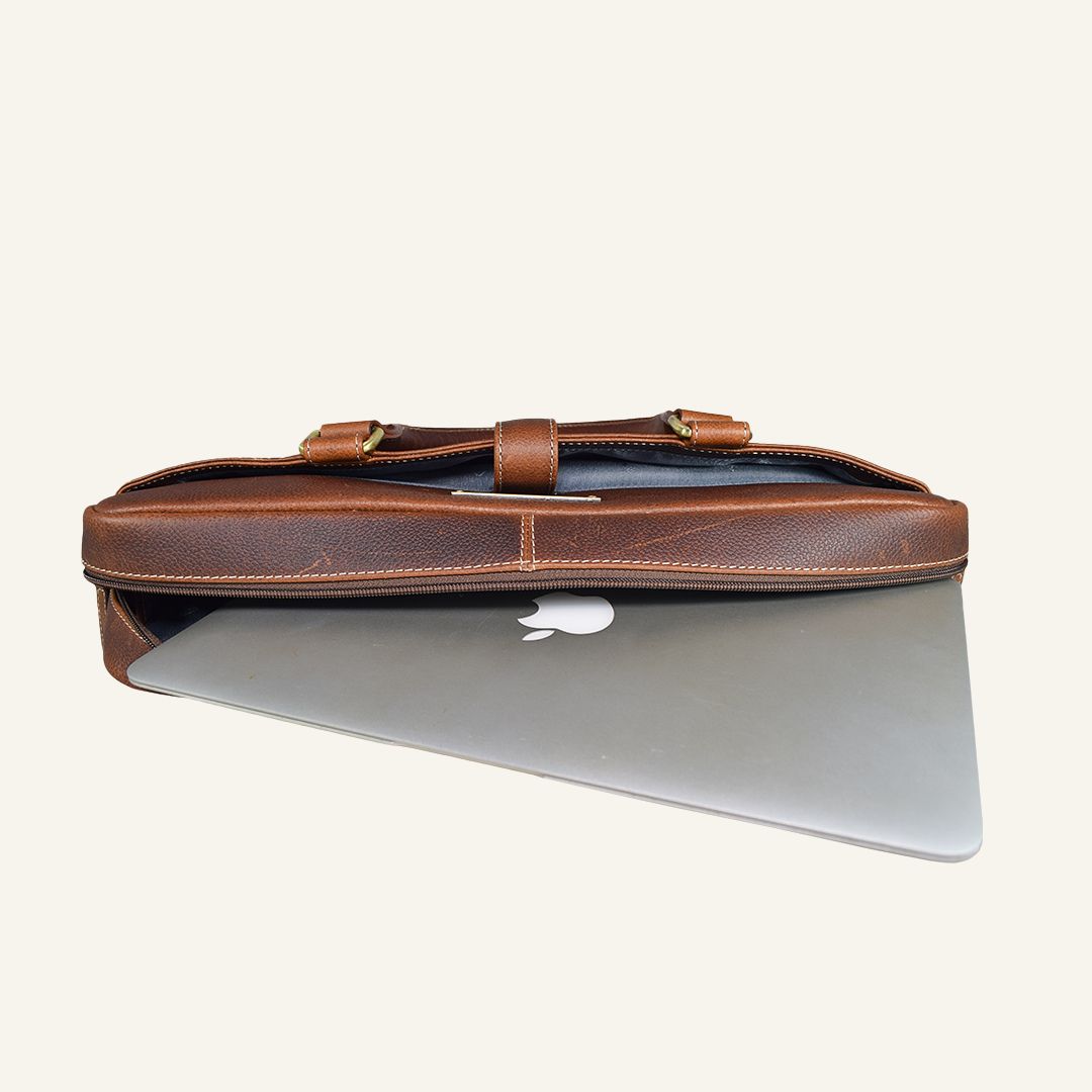 executive dark brown leather laptop bag