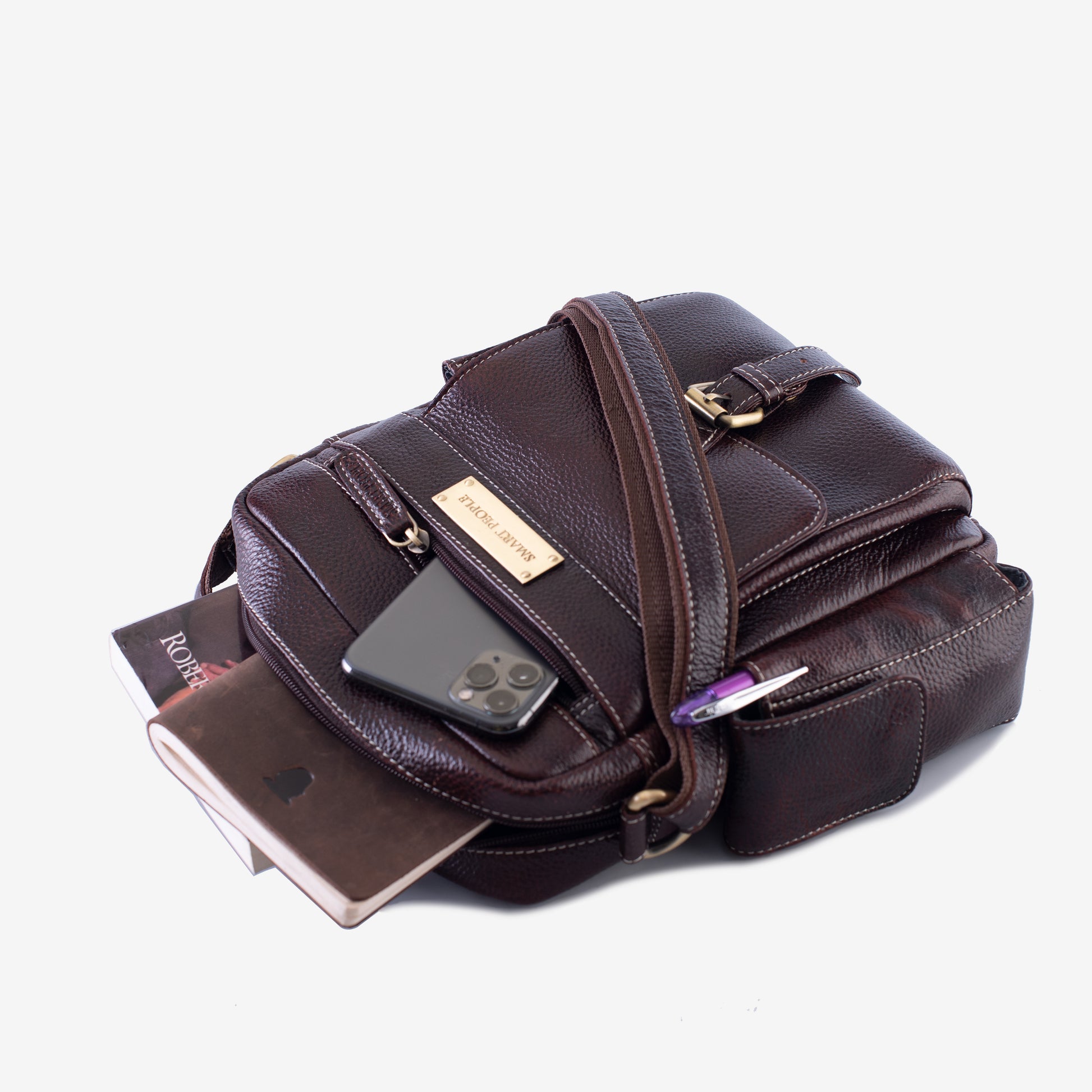 brown leather crossbody bag