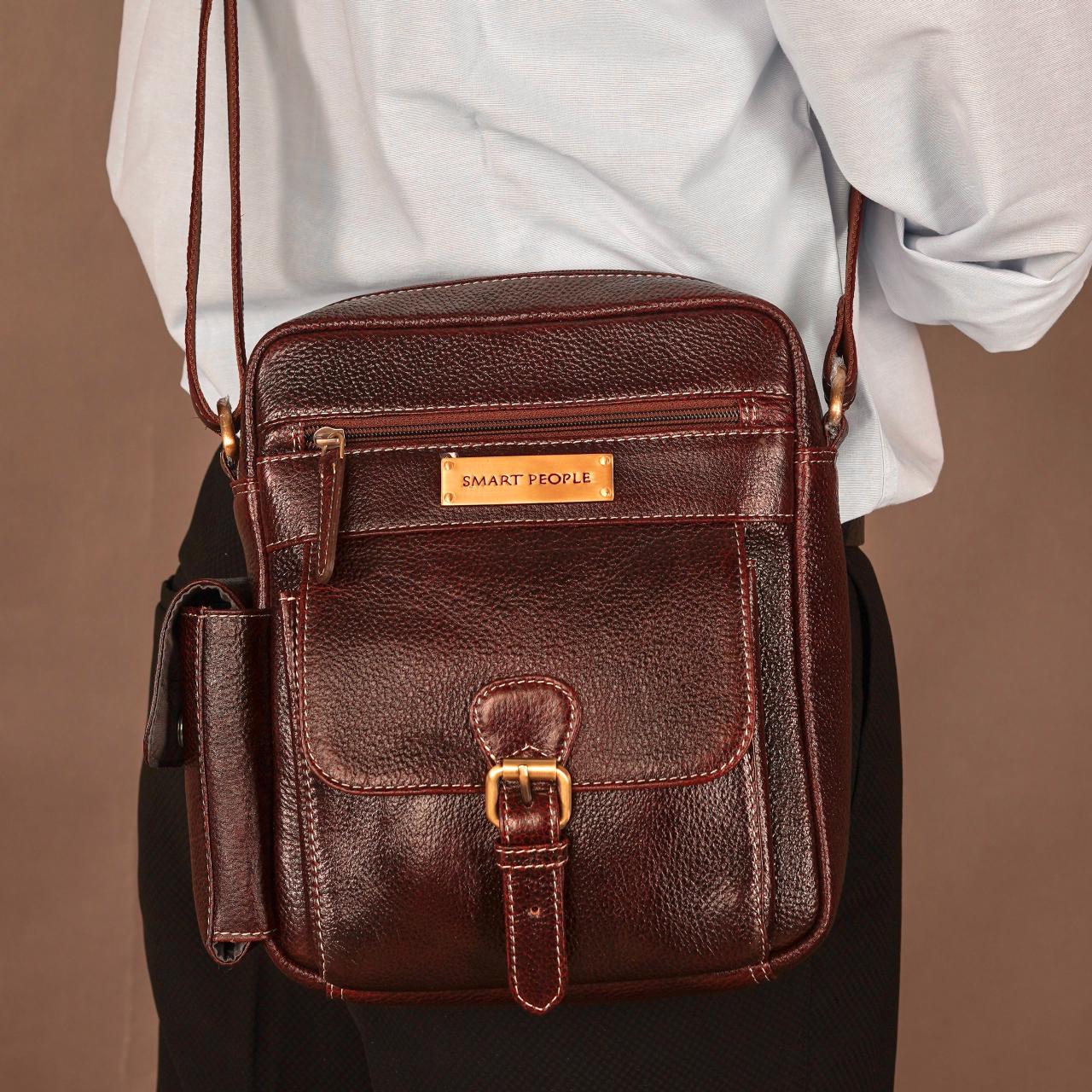 brown leather crossbody bag