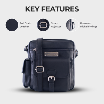 Explorer Black Genuine Leather Crossbody Bag for Men – Dimensions | Smart People India