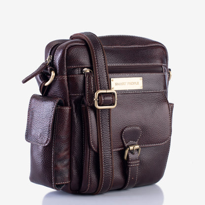 Explorer Brown Genuine Leather Crossbody Bag for Men | Smart People India