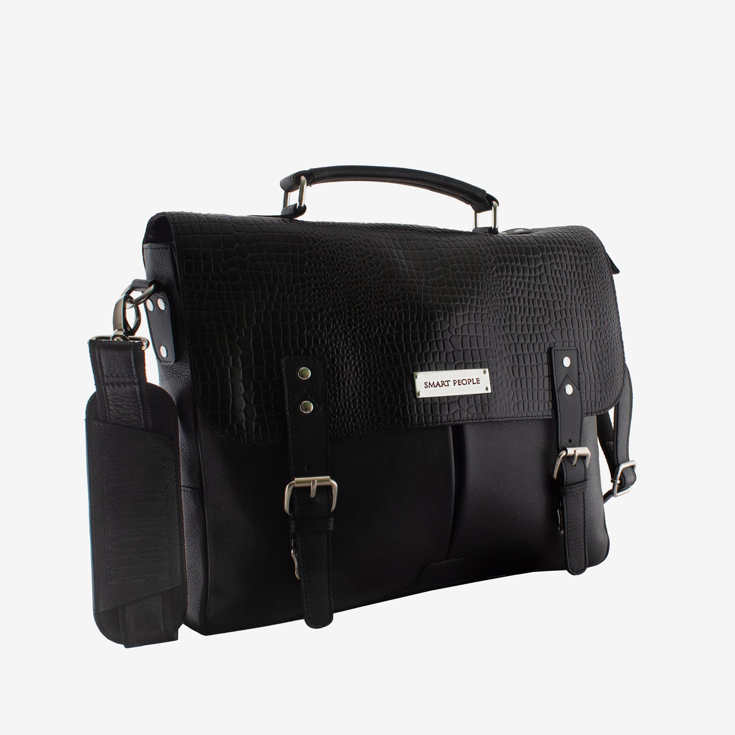 innovator black leather laptop bag