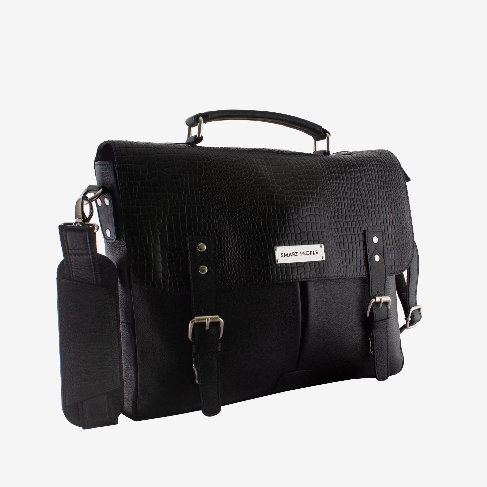 innovator black leather laptop bag