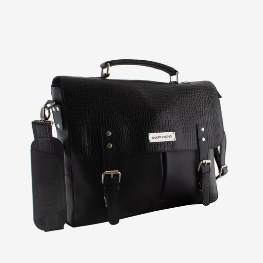innovator black leather laptop bag