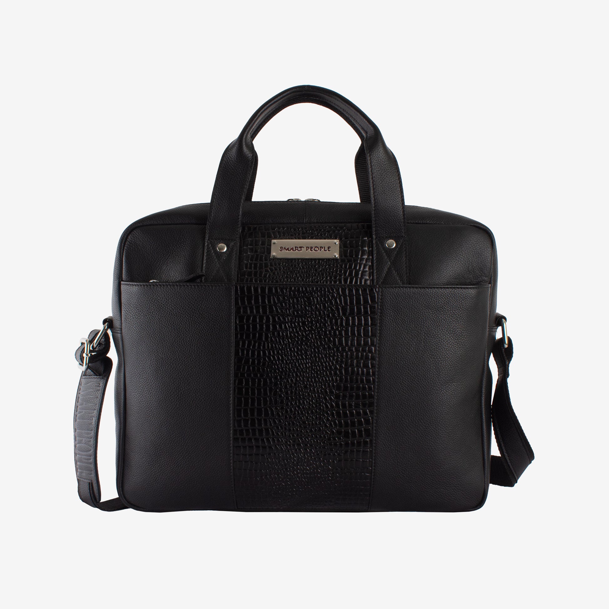 black leather laptop bag for men