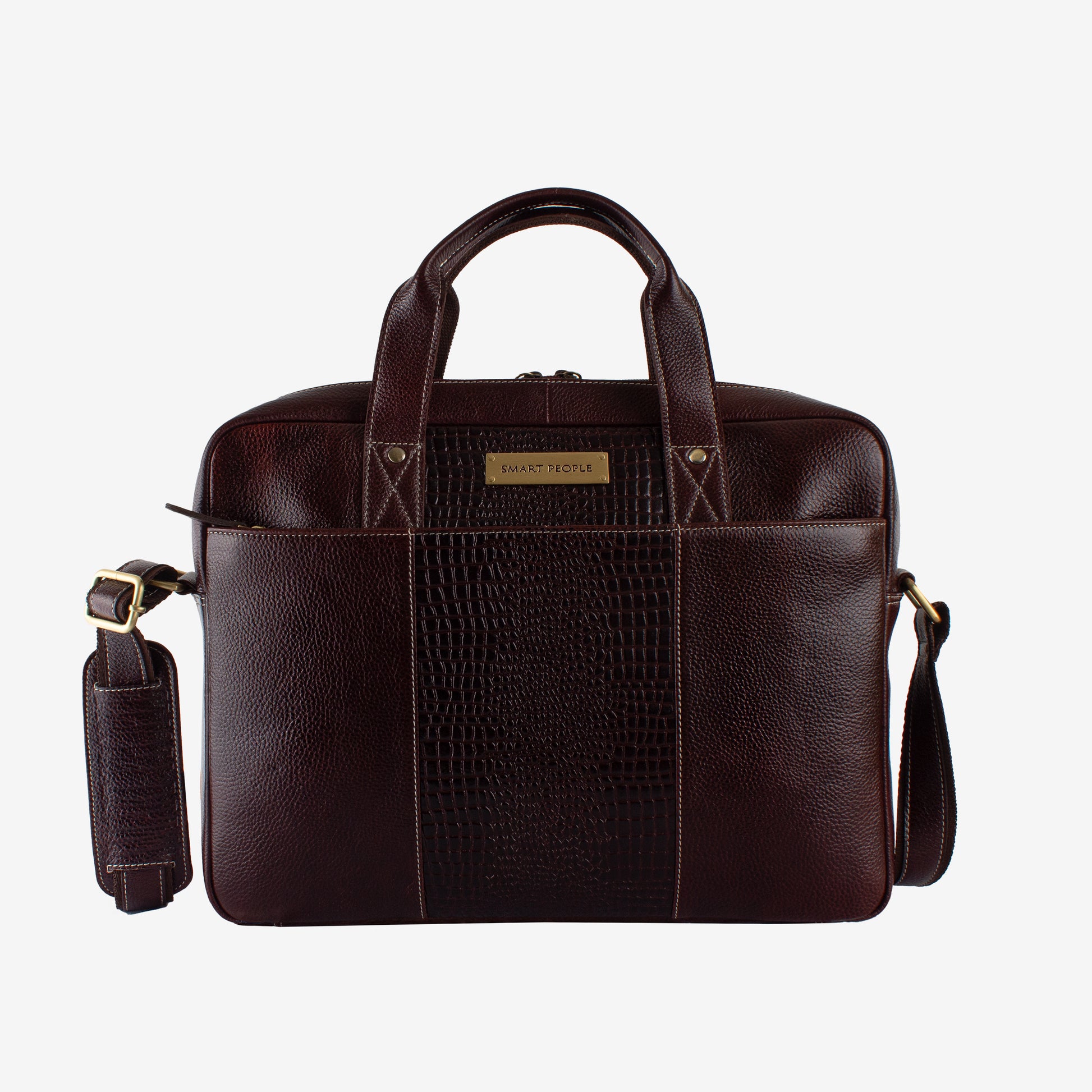 legend croco brown genuine leather laptop bag for men