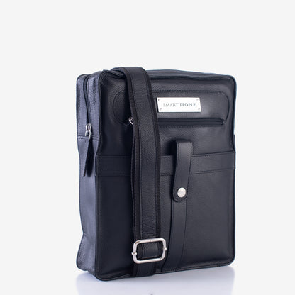 Adventurer Black Genuine Leather Crossbody Bag for Men | Smart People India