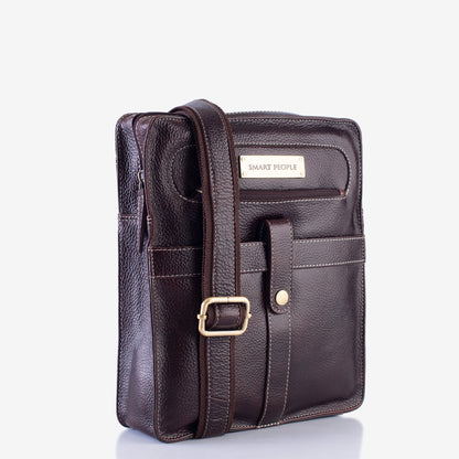 Adventurer Brown Genuine Leather Crossbody Bag for Men | Smart People India