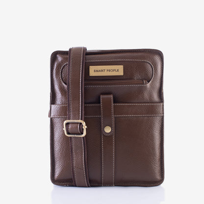 Adventurer Brushwood Genuine Leather Crossbody Bag for Men – Side View | Smart People India