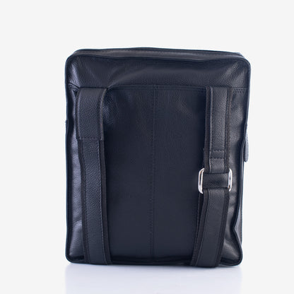 Adventurer Black Genuine Leather Crossbody Bag for Men – Front View | Smart People India