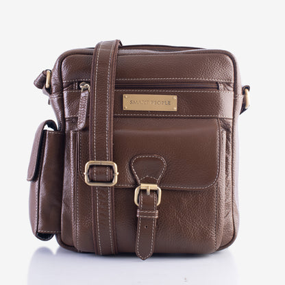 Explorer Brushwood Genuine Leather Crossbody Bag for Men – Side View | Smart People India