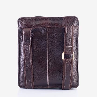 Adventurer Brown Genuine Leather Crossbody Bag for Men – Front View | Smart People India