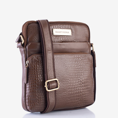 Voyager Brushwood Genuine Leather Crossbody Bag for Men | Smart People India