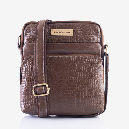 Voyager Brushwood Genuine Leather Crossbody Bag for Men – Side View | Smart People India