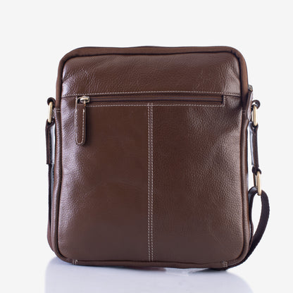 Voyager Brushwood Genuine Leather Crossbody Bag for Men – Front View | Smart People India