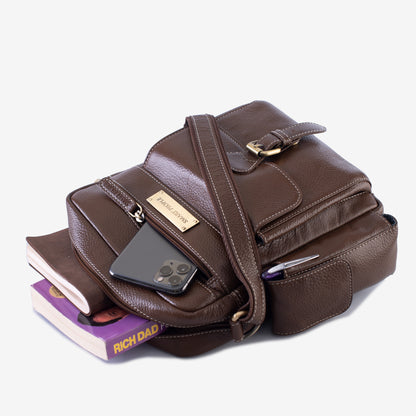 Explorer Brushwood Genuine Leather Crossbody Bag for Men – Back View | Smart People India