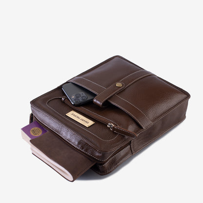 Adventurer Brushwood Genuine Leather Crossbody Bag for Men – Back View | Smart People India