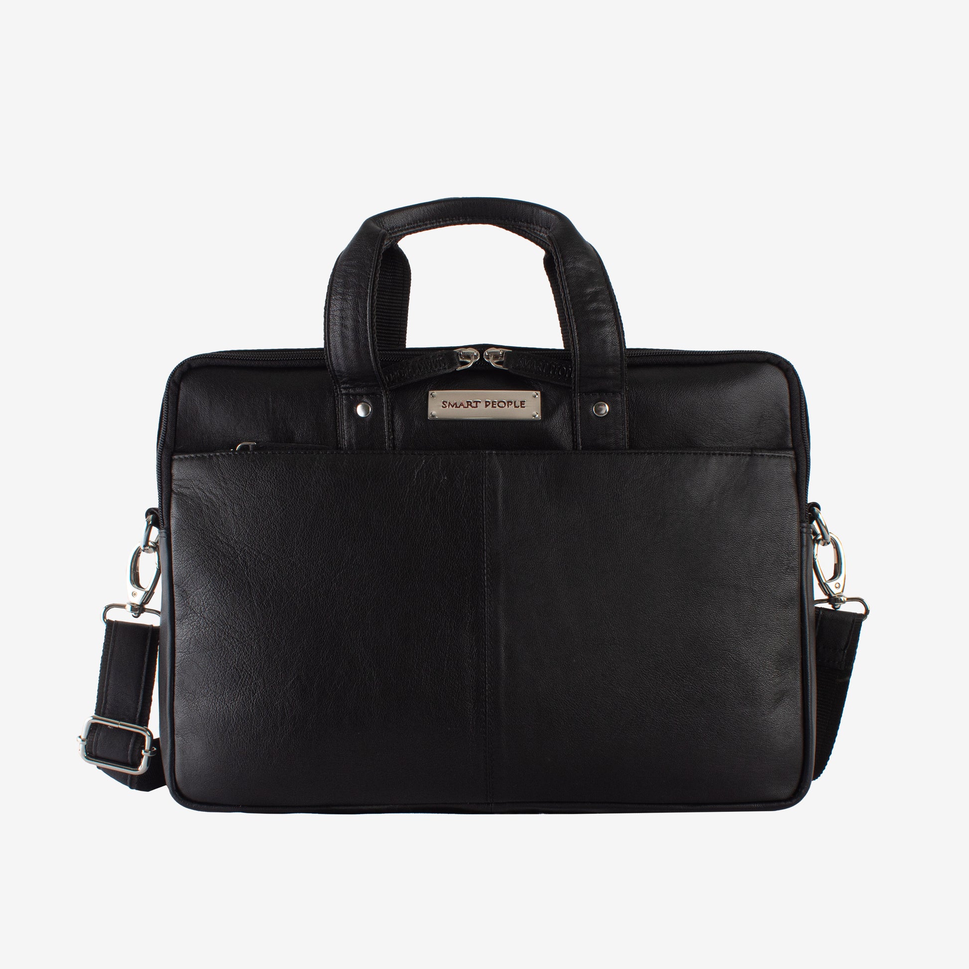 professor black genuine leather laptop bag for men