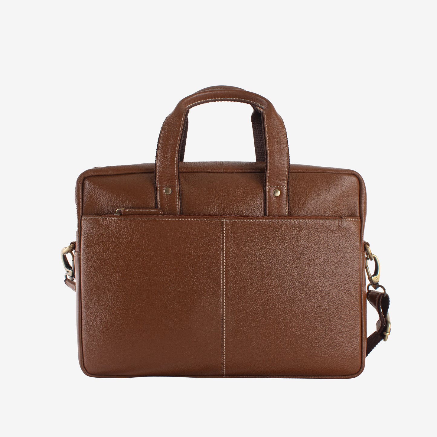 Brown leather briefcase on a white background