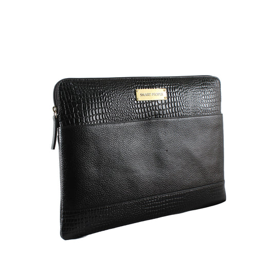 Techy Genuine Leather Laptop Bag Sleeve - Black