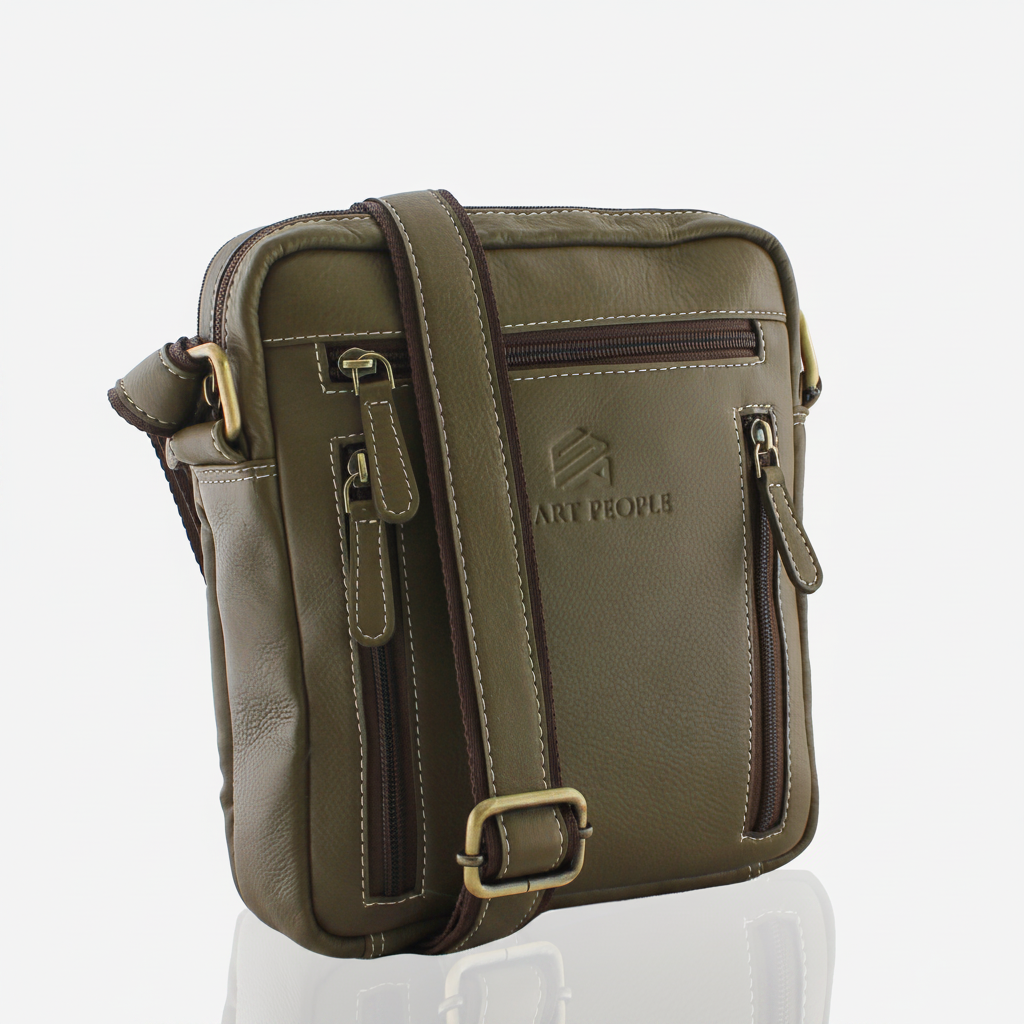 Urbanista Olive Green Leather Side Bag for Men