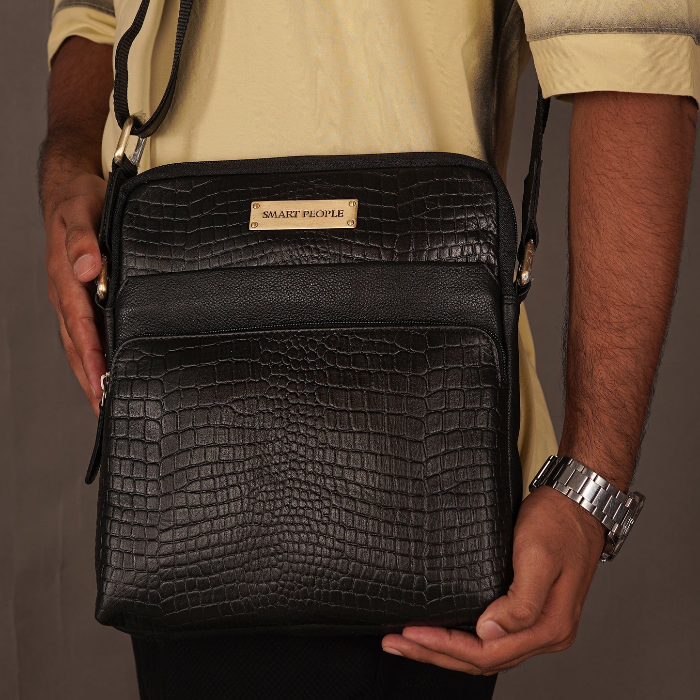 black leather crossbody bag