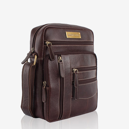 Wandersnap Brown Genuine Leather Crossbody Bag for Men | Smart People India