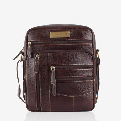 Wandersnap Brown Genuine Leather Crossbody Bag for Men – Back View | Smart People India