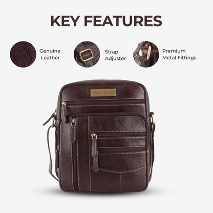 Wandersnap Brown Genuine Leather Crossbody Bag for Men – Dimensions | Smart People India